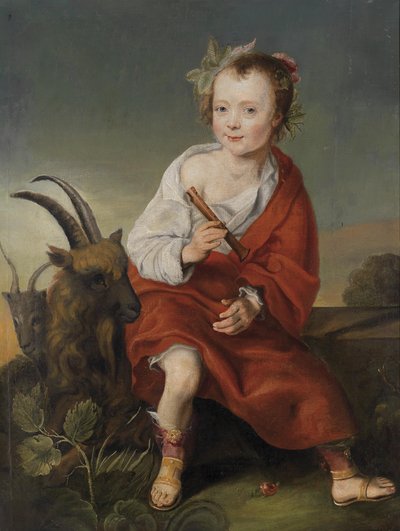 フルートとヤギの子供 作： Follower of Jacob Gerritsz. Cuyp
