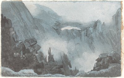 岩のある山のシーン 作： Follower of John Sell Cotman