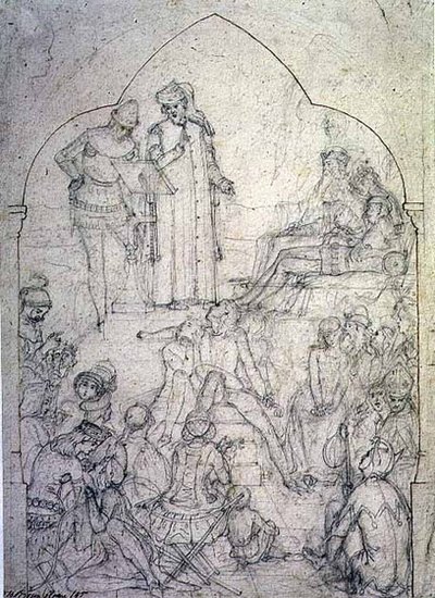 エドワード3世のコートのチョーサー-スタディ、1845 作： Ford Madox Brown