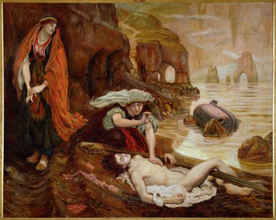 ドン・ファンの遺体を発見するヘイディ...（キャンバスに描かれた絵） 作： Ford Madox Brown