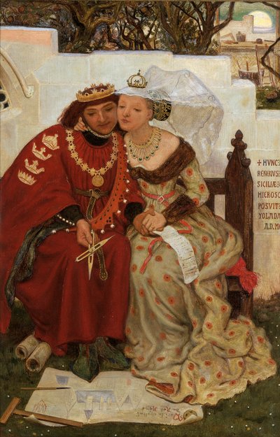 「ルネ王の新婚旅行：建築」、1864年 作： Ford Madox Brown