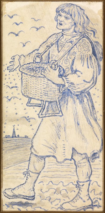November, the Sower: Study for a Tile at Queens College Hall, Cambridge (ケンブリッジ) 作： Ford Madox Brown