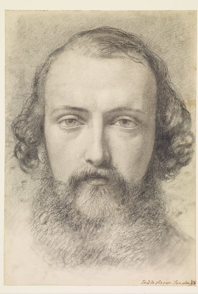肖像画：ダニエル・ケーシーのヘッド・スタディ（全顔） 作： Ford Madox Brown