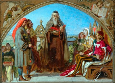 1847年「彼の翻訳を読むワイクリフ」のためのスケッチ 作： Ford Madox Brown