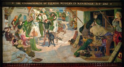 1363年、マンチェスターにおけるフランドル織工の設立 作： Ford Madox Brown