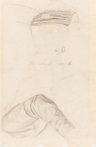 2 つのドレープ スタディ [裏面] 作： Ford Madox Brown