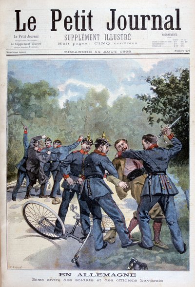 1898年にドイツの兵士とバイエルン将校の間の喧嘩 作： Fortuné Méaulle