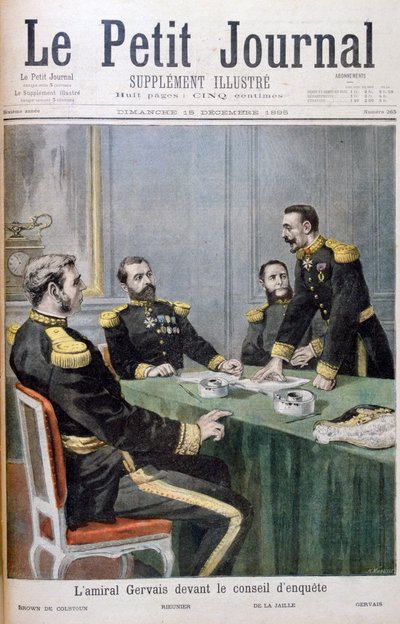 1895年に調査委員会の前にいるジャーヴェイ提督 作： Fortuné Méaulle