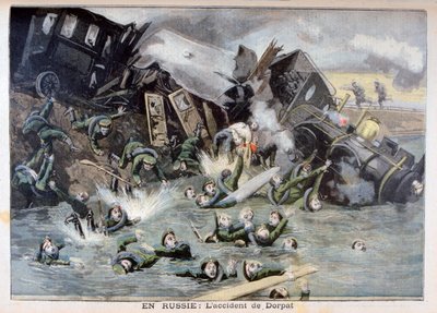 ロシア、ドルパットでの軍事列車事故、1897年 作： Fortuné Méaulle