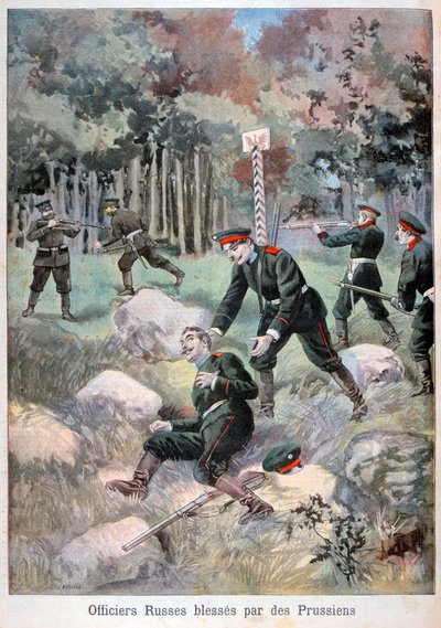 ロシア軍、プロイセン人に負傷、1898年 作： Fortuné Méaulle