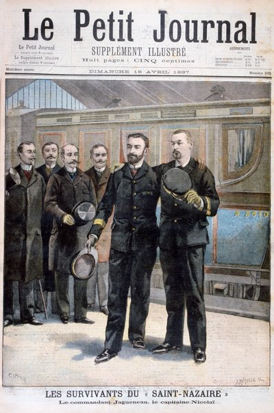 ヴィルドゥサンナゼールの生存者、ジャグノー艦長、ニコライ大尉、1897年 作： Fortuné Méaulle