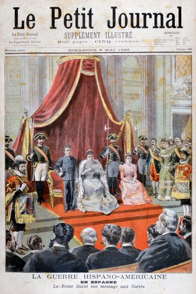 スピーチをするスペインの女王、スペイン-アメリカ戦争、1898 作： Fortuné Méaulle