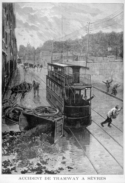 トラム事故、セーヴル、パリ、1897 作： Fortuné Méaulle