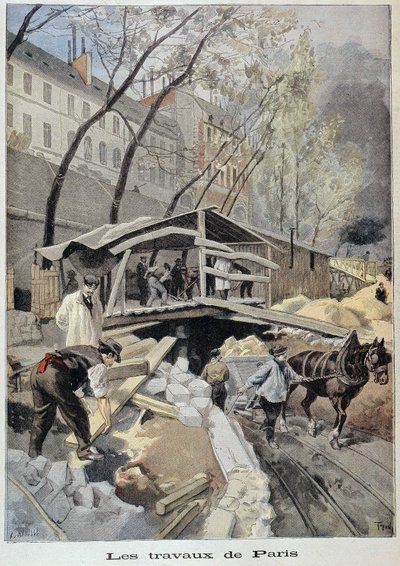 パリの建築現場 - 1899年5月14日付「Le petit journal」にて 作： Fortune Louis Meaulle