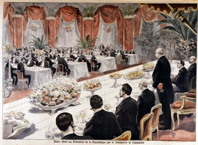 フェリックス・フォール共和国大統領への商工会議所主催の夕食会、「Le petit journal」10月24日号 作： Fortune Louis Meaulle