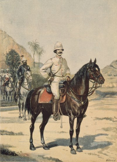 1899年6月11日、ルプティジャーナルのガリエーニ将軍（カラー彫刻） 作： Fortune Louis Meaulle