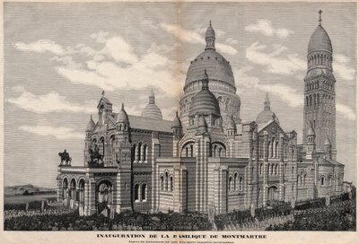 1891年、モンマルトルのサクレ・クール寺院の落成式（完成後のモニュメントの外観） - 1891年、Meaulleによるエングレーヴィング 作： Fortune Louis Meaulle