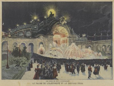 電気の宮殿と水の城、夜の万博1900、パリ 作： Fortune Louis Meaulle