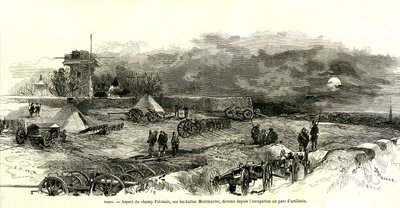 1859年、パリのモンマルトル山頂に建てられたソルフェリーノの塔。もともとはマラコフ塔と呼ばれ、高さ約25メートル、4層構造だった。1870年の戦争（パリの包囲 作： Fortune Louis Meaulle