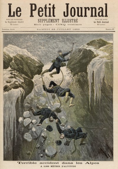 1872年7月23日の「ルプチジャーナル」からのアルプスでの恐ろしい事故 作： Fortune Louis Meaulle and Henri Meyer