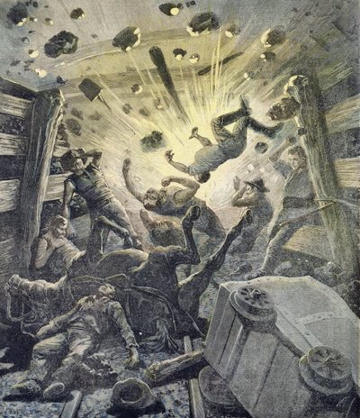 ガス爆発、ルプティジャーナルのイラスト入りサプリメントのイラスト、1892年4月2日 作： Fortune Louis Meaulle and Henri Meyer