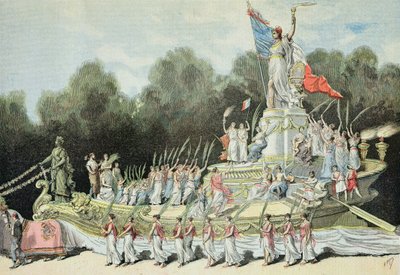 1892年9月24日「ルプチジャーナル」より、1892年9月22日ナショナルフェスティバルでの共和国の勝利の戦車 作： Fortune Louis Meaulle and Henri Meyer