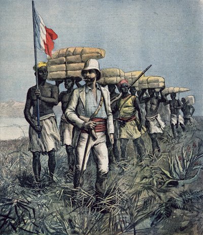 1892年7月の「ルプチジャーナル」からの1892年のナイジェリアのベニュー川探検ミッションに関するミゾン中尉（1853-99） 作： Fortune Louis Meaulle and Henri Meyer