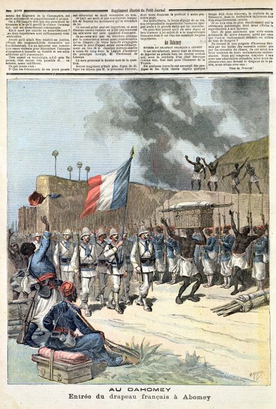 1892年12月10日、「ルプティジャーナル」からフランスの旗がアボメに入る 作： Fortune Louis Meaulle and Henri Meyer