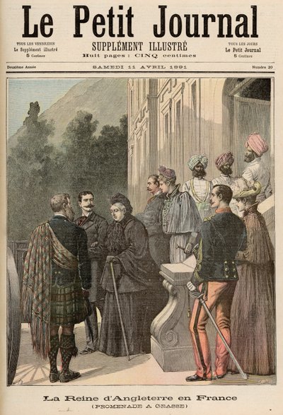 フランスのイングランドの女王：グラースの散歩、「Le Petit Journal」、1891年4月11日より 作： Fortune Louis Meaulle and Henri Meyer