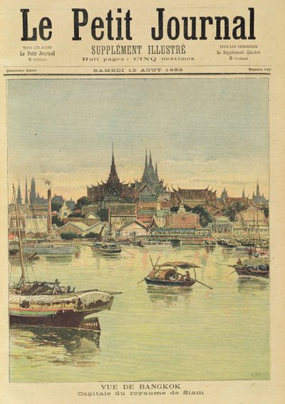 「ルプチジャーナル」からのバンコクの眺め、1893年8月12日 作： Fortune Louis Meaulle and Henri Meyer