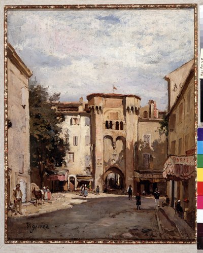 Porta fortificada de Cavaillon em Vaucluse Pintura de Fortune Viguier (1841-1916) Dim. 39,5x32 cm Menção Obrigatória: Coleção Fundações Respeitos da Provença, Marselha 作： Fortune Viguier