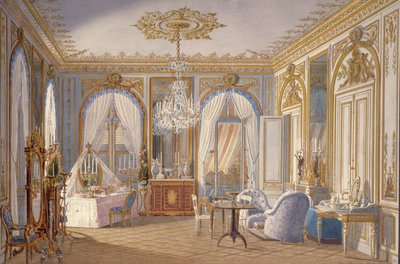 セントクラウドの皇后エウジェニーの更衣室、1860年（紙にトイレ） 作： Fortune de Fournier