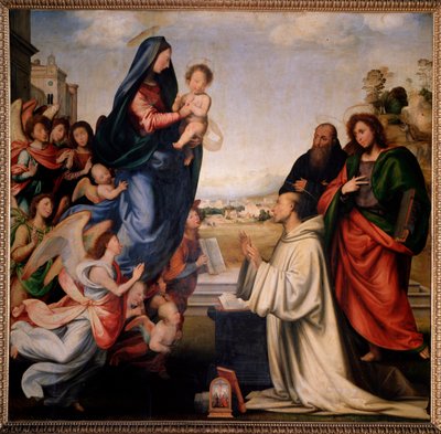 クレルヴォーの聖ベルナルドへの聖母の出現（絵画、1504年頃 作： Fra Bartolomeo