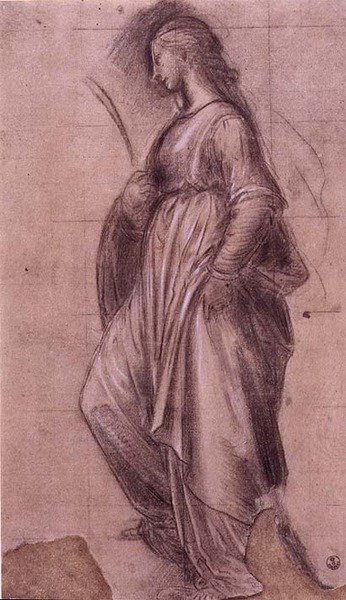 アレクサンドリアの聖カタリナの習作（紙にグワッシュ、チョーク 作： Fra Bartolomeo
