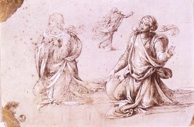 サマリアの女」のための女性像の3つの習作（紙にペンとインク 作： Fra Bartolomeo