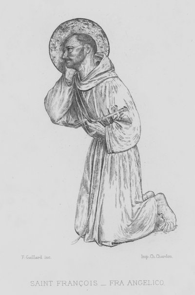 アッシジの聖フランシスコ（リトグラフ 作： Fra (after) Angelico