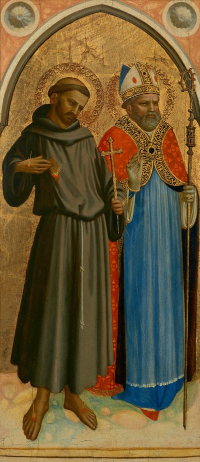 聖フランチェスコと司教聖人 1420年代後半 パネルにテンペラ、金箔 作： Fra (c.1387 1455) Angelico