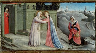 聖マリアが聖エリザベートのもとを訪れる... 作： Fra (c.1387-1455) Angelico