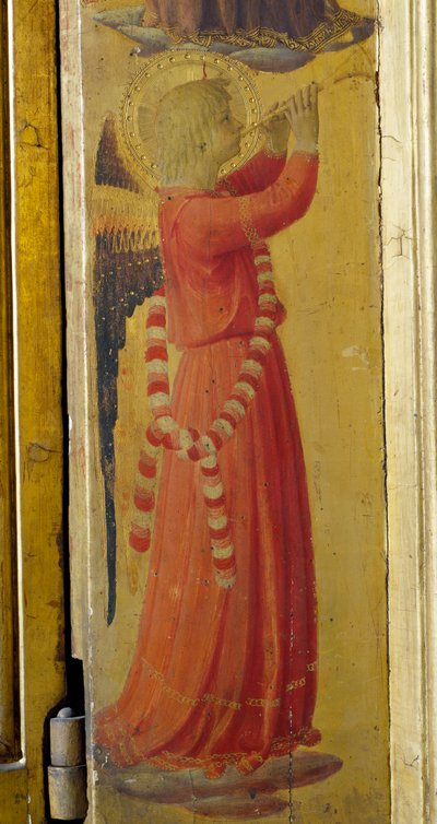 トランペットを吹く天使、リナイウオーリのトリプティクからのディテール 作： Fra  Angelico