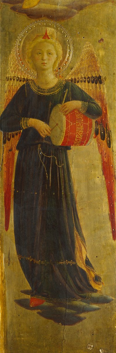 天使の音楽家、内側のフレームの細部、リネン ドレーパーの幕屋 作： Fra (c.1387 1455) Angelico