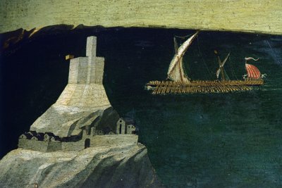 ボート、Thebaidの詳細、1418-1420年頃（パネルのテンペラ） 作： Fra (c.1387 1455) Angelico