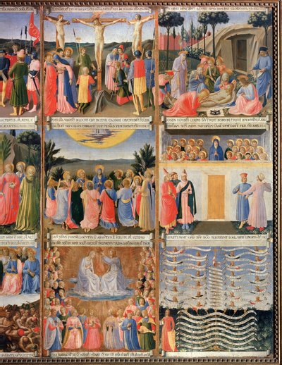キリストの生涯の歴史、聖なる壺のキャビネットのex-votoの詳細（木にテンペラ 作： Fra  Angelico