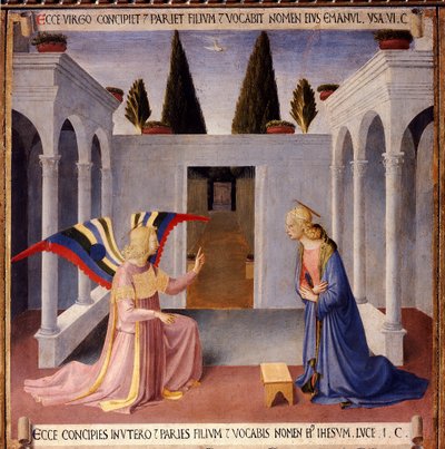 キリストの生涯の歴史：聖霊の鳩を持つ受胎告知（ホーリー・スピリット 作： Fra  Angelico
