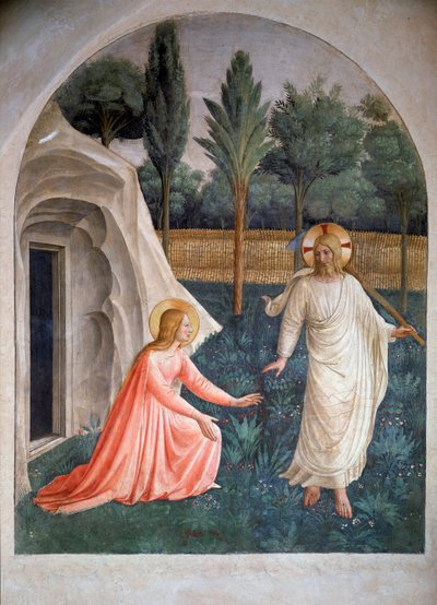 Noli me tangere 聖マリア・マドレーヌと復活したキリスト（庭師）（フレスコ画、1438年頃～1446年頃 作： Fra  Angelico