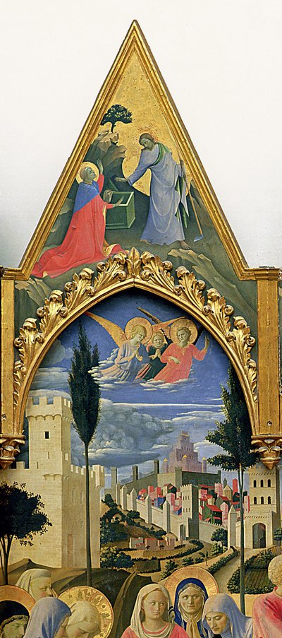 ロレンツォ・モナコ（ピエロ・ディ・ジョヴァンニ）作 サンタ・トリニタ祭壇画 枠と支柱（1370～1425年頃） 1434年頃完成（パネルにテンペラと金彩）（43967の詳細 作： Fra  Angelico