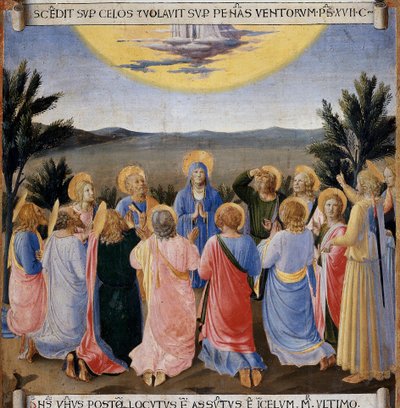 アセンション（昇天）。キリストの生涯』アルマディオ・デッリ・アルジェンティ。(木にテンペラ 作： Fra  Angelico