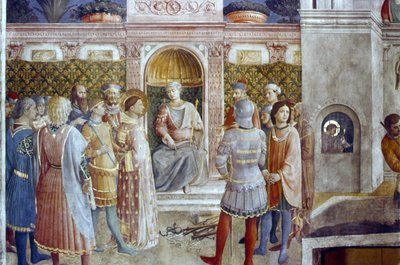 皇帝ヴァレリアンによる聖ローレンスの死刑宣告 作： Fra  Angelico