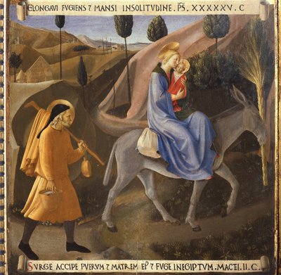 エジプトへの飛行」「キリストの生涯」「アルマディオ・デッリ・アルジェンティ」。(木にテンペラ 作： Fra  Angelico