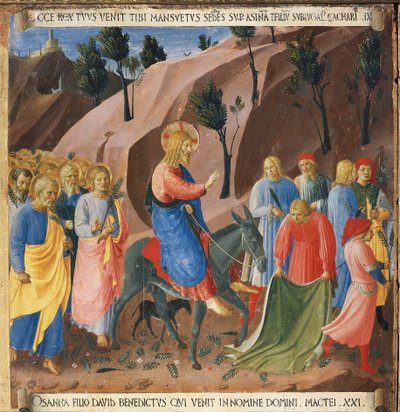 エルサレムへの入城。キリストの生涯、アルマディオ・デッリ・アルジェンティ。(木にテンペラ 作： Fra  Angelico