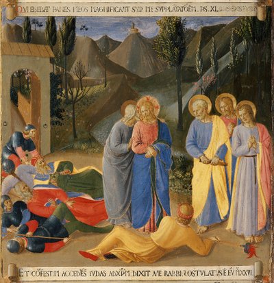 ユダのキス。キリストの生涯」アルマディオ・デッリ・アルジェンティ(木にテンペラ 作： Fra  Angelico